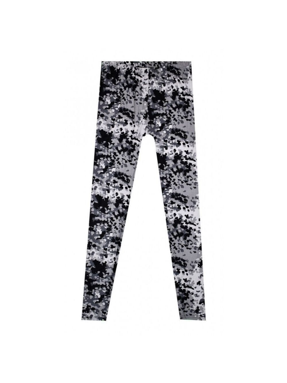 Leggings GRAY & Black Camo Print Full Length Size 2-10 NWT